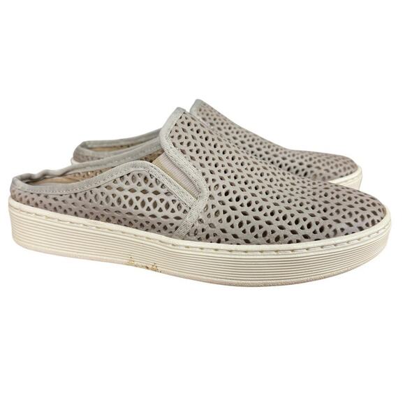 Sofft Somers II Taupe Leather Perforated Mules Slip On Sneakers Shoes Womens 8 - Picture 1 of 16